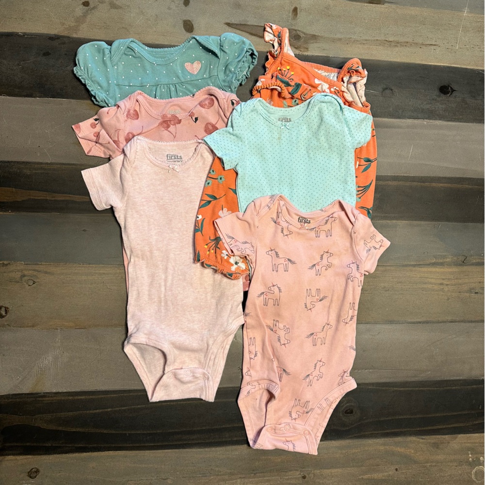 6pc Carter’s Baby Girl Onesie Bundle 12 month